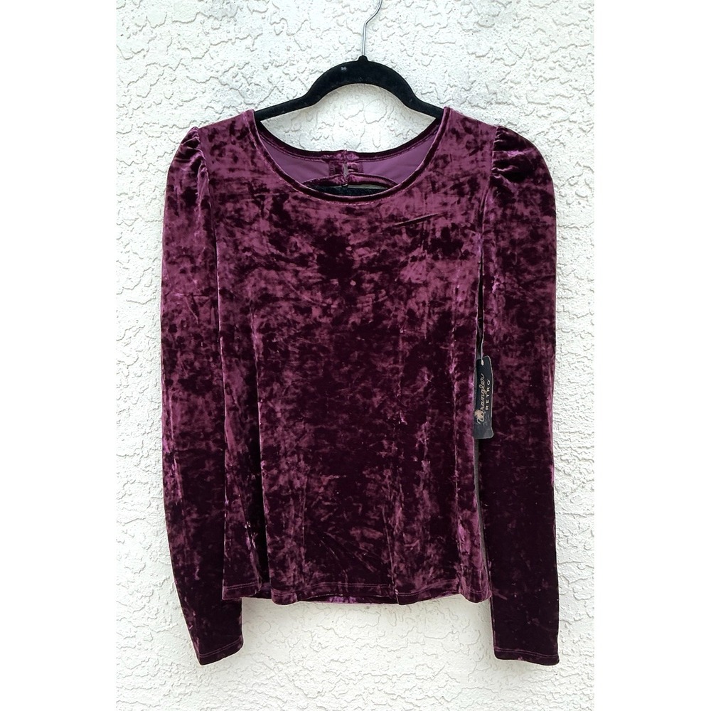 Wrangler Retro NWT Burgundy Crushed Velvet Open Back Top Medium Boho